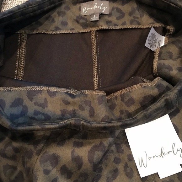 Wonderly Olive Leopard Pull On Faux Suede Ponte Pants - Picture 11 of 12